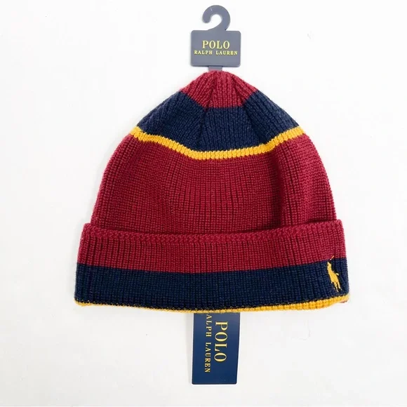 Polo Ralph Lauren Regimental Stripe Cuffed Watch Cap Beanie Ski Hat - Picture 2 of 10